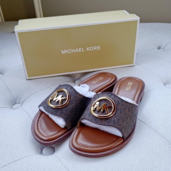 Michael Kors Hannah Signature Logo Slide Sandal US8 49S5HNFS1B - Picture 8 of 11